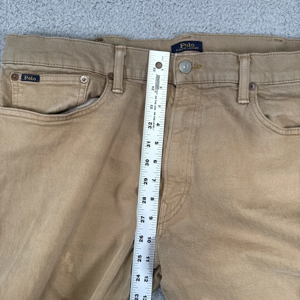 Polo Ralph Lauren Jeans Mens 38x30 Beige Tan Varick Slim Straight‎ Khaki Denim